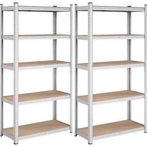Songmics Regały 5-poziomowe, Zestaw 2 Regałów Stalowych Do Przechowywania, Montaż Bez Użycia Narzędzi, Do Garażu, Szopy, Nośność 875 Kg,