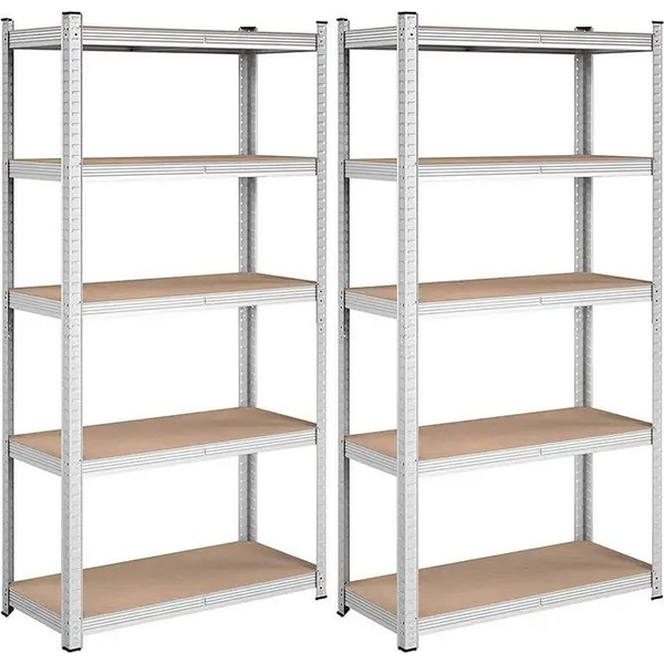 Songmics Regały 5-poziomowe, Zestaw 2 Regałów Stalowych Do Przechowywania, Montaż Bez Użycia Narzędzi, Do Garażu, Szopy, Nośność 875 Kg,