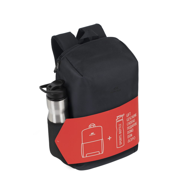 RivaCase Regent 8068 15.6" Notebook hátizsák acél kulaccsal - Fekete