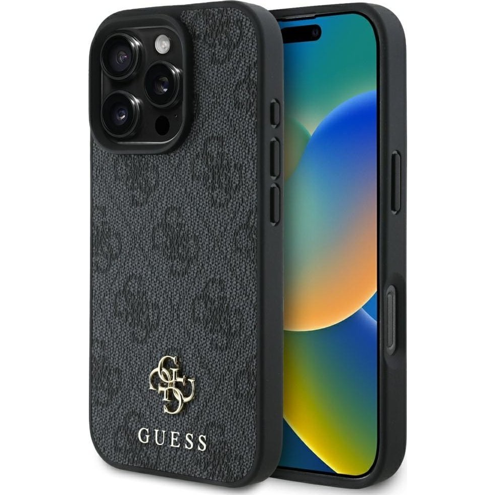 Guess PU Metal Logo Magsafe Apple iPhone 16 Pro Max Hátlapvédő Tok Szürke (GUHMP16XP4SM4MK)