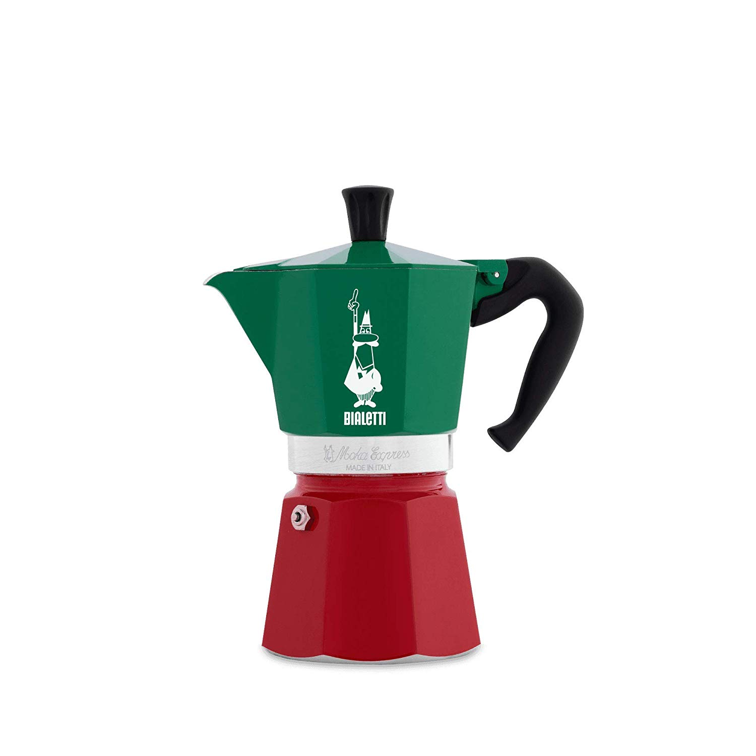 Bialetti Moka Express Italia 6 személyes kotyogós kávéfőző - Zöld/Fehér/Piros (5323)