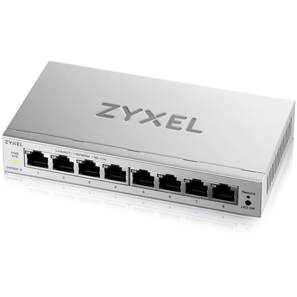 Zyxel GS1200-8V3 Vezérelt L2 Gigabit Ethernet (10/100/1000) Asztali Szürke