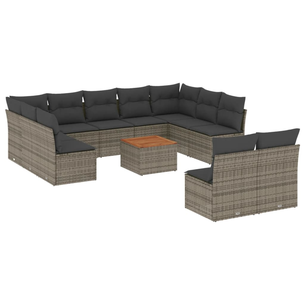 12 részes szürke polyrattan kerti ülőgarnitúra párnákkal (3256221)