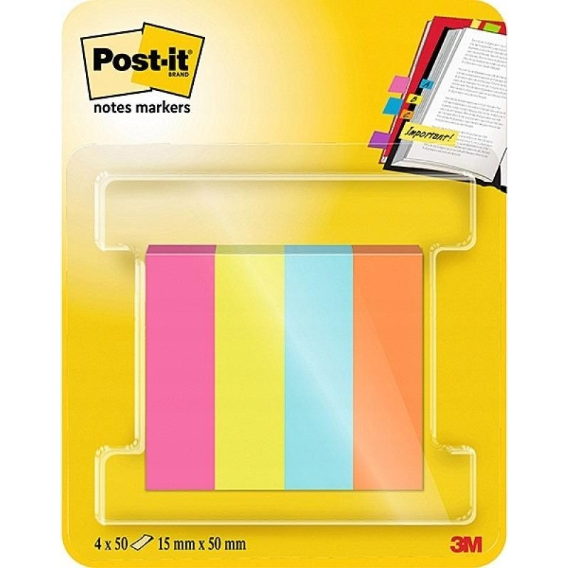 3M Post-it 15x50mm Öntapadó jelölőcímke - Vegyes színek 