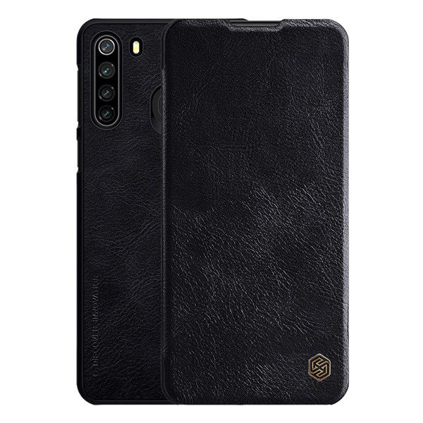 NILLKIN QIN tok álló, bőr hatású (FLIP, oldalra nyíló, bankkártya tartó) FEKETE [Samsung Galaxy A21 (SM-A210F)] (5996457997183)
