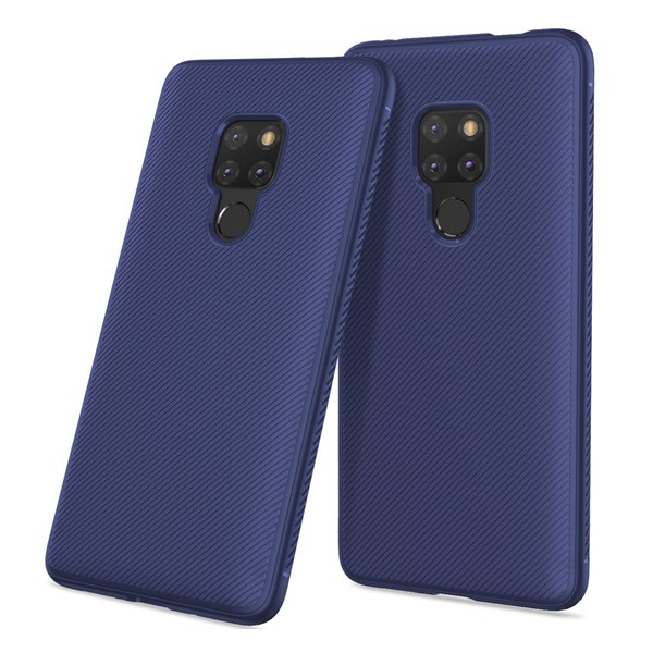 Szilikon telefonvédő (közepesen ütésálló, csíkos minta) SÖTÉTKÉK [Huawei Mate 20] (5996457818365)