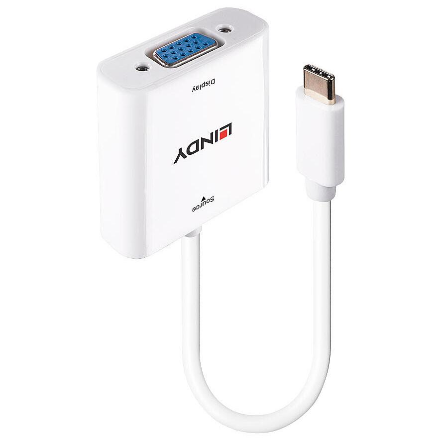 Lindy 43355 video átalakító kábel USB C-típus VGA (D-Sub) Fehér (43355)