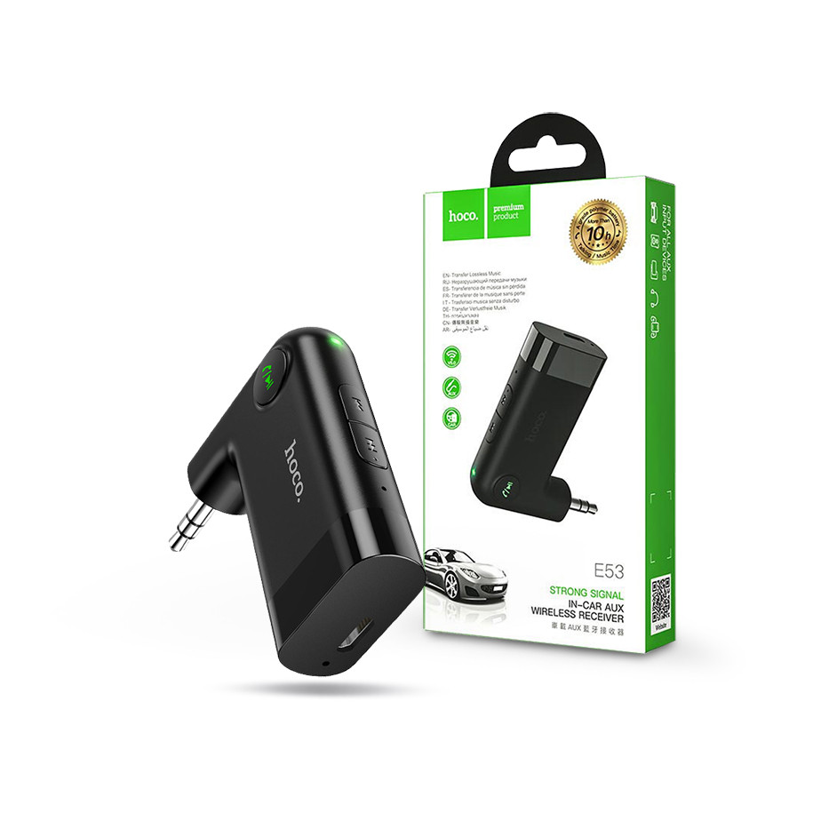 HOCO Bluetooth vezeték nélküli AUX vevőegység - HOCO E53 In-Car AUX Wireless Receiver - fekete (HOC0292)