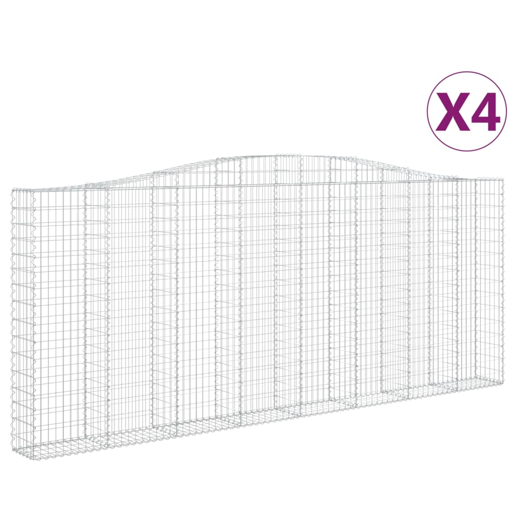 4 db íves horganyzott vas gabion kosár 400x30x160/180 cm (3145867)