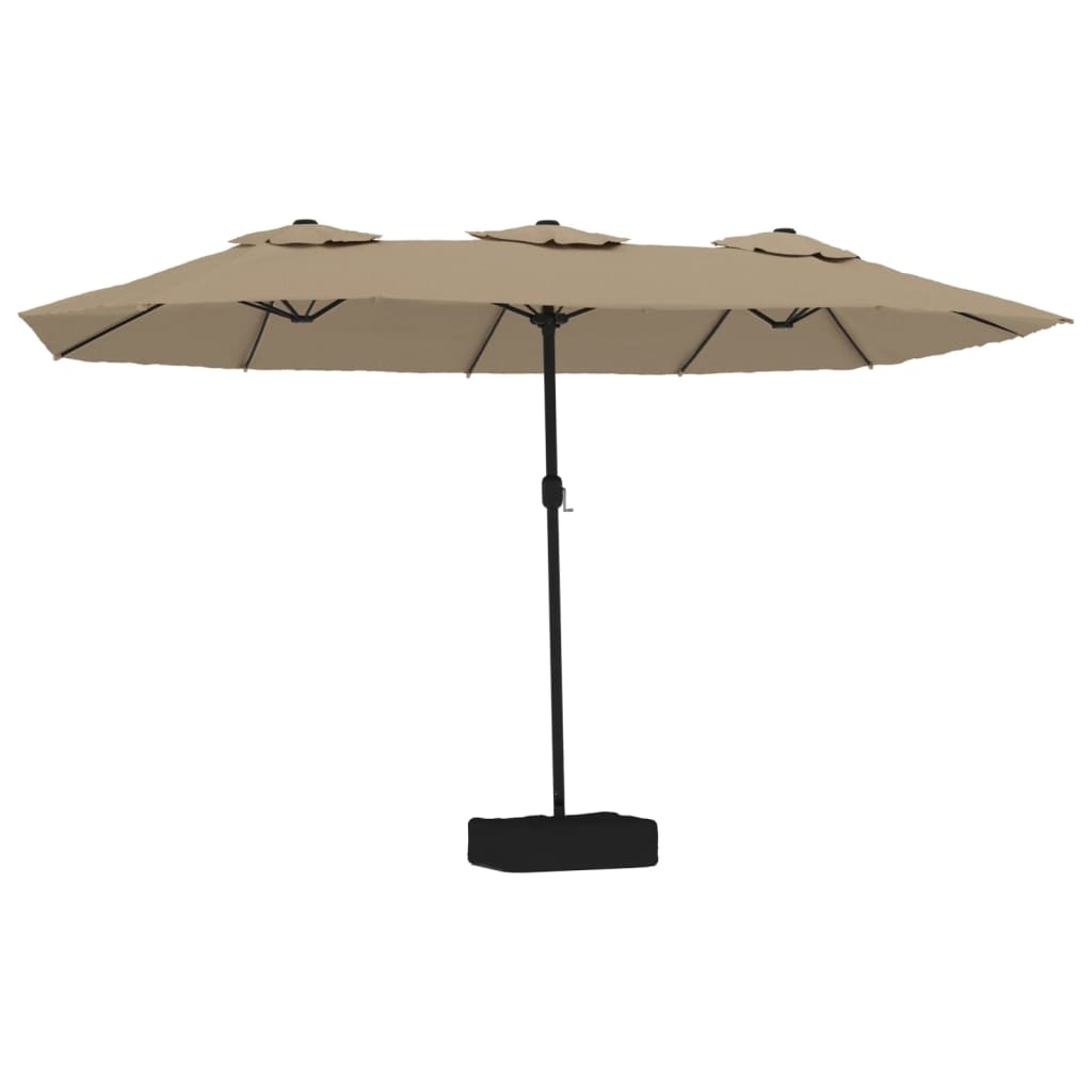tópszínű dupla tetős napernyő LED-ekkel 449 x 245 cm (362956)