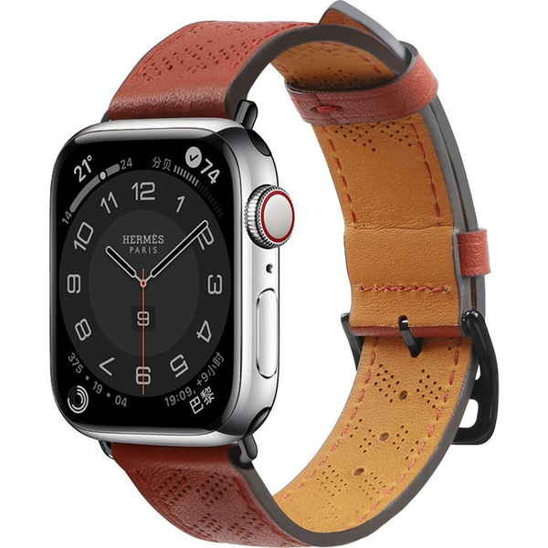  Hurtel Strap Leather skórzany pasek Apple Watch SE, 8, 7, 6, 5, 4, 3, 2, 1 (41, 40, 38 mm) opaska bransoleta czerwony