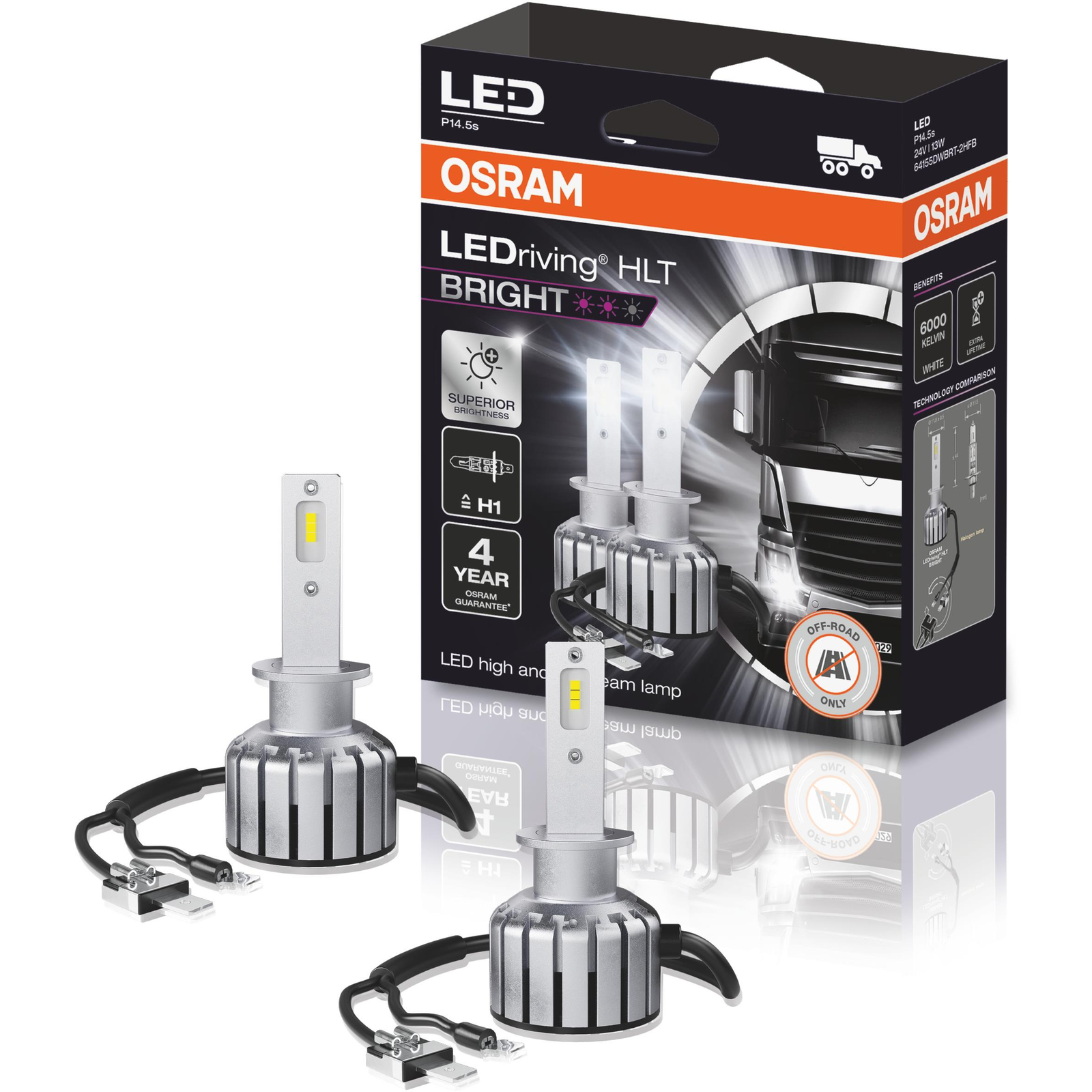 LEDriving HLT Bright, H1, 24V, P14.5s (4062172379755)