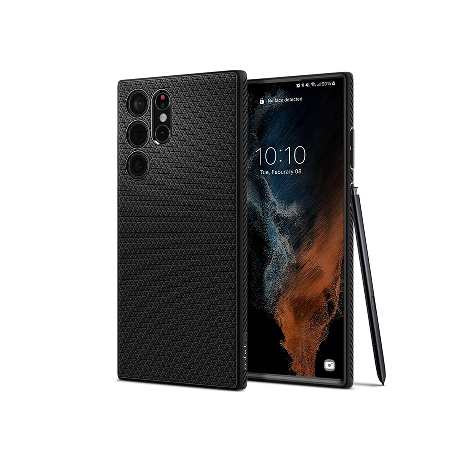 Spigen Liquid Air Samsung Galaxy S22 Ultra Ütésálló Tok - Fekete (ACS04518)