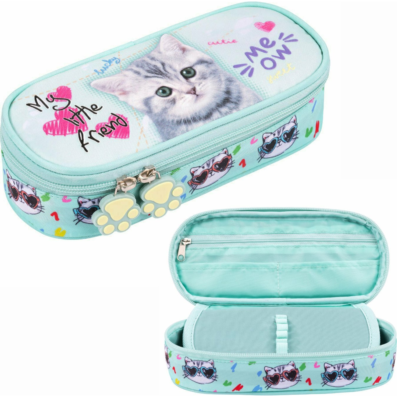 Majewski My Little Friend Ovális Cicás Tolltartó - Mint (5903235668739)