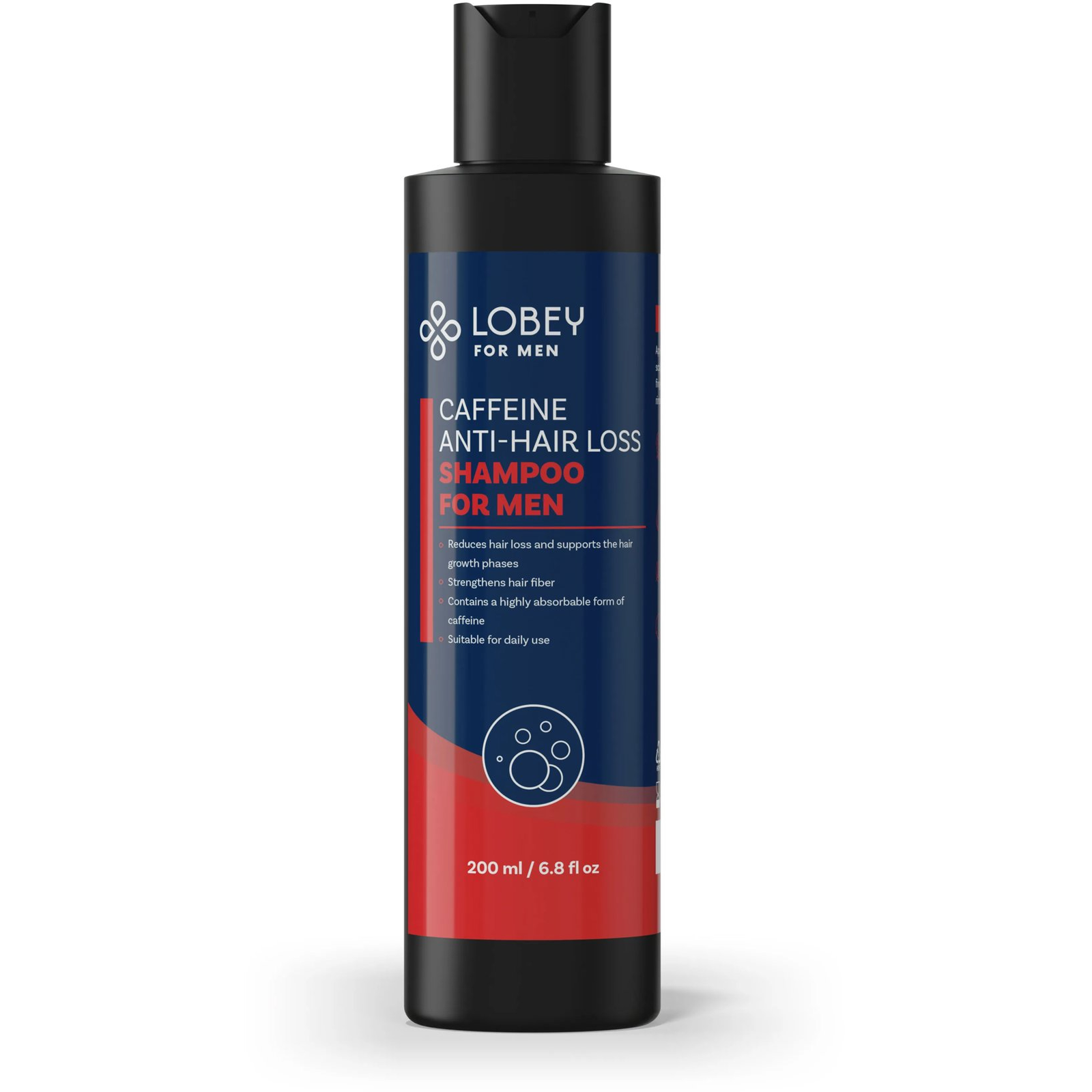 LOBEY MenCare koffeines sampon hajhullás ellen, 200 ml (8594196321404)