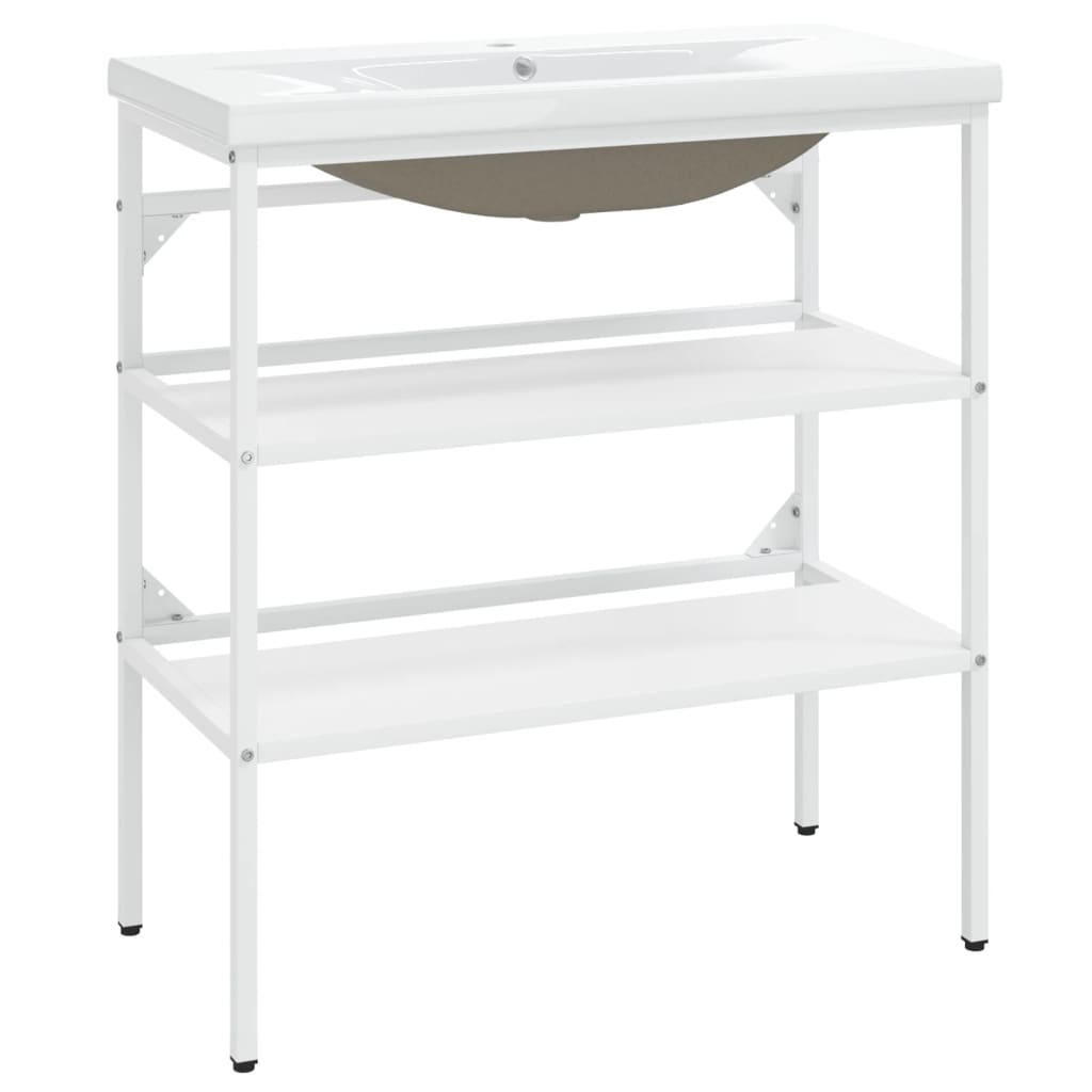 fehér vas fürdőszobai mosdókagylóváz beépített mosdóval (3101375)