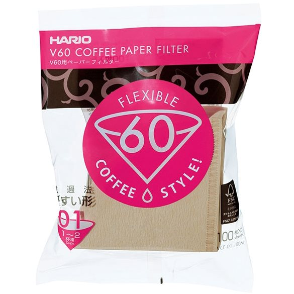 Hario papírfilter V60-01, nem fehérített, 100db (VCF-01-100M)