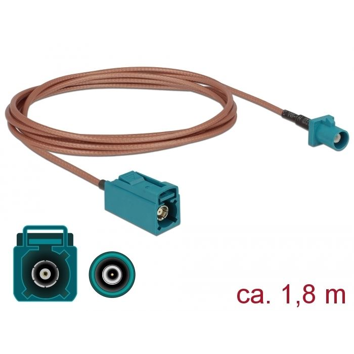 Delock FAKRA Z-dugó > FAKRA Z-hüvely RG-316 antenna kábel 1,8m (89659) (DE89659)