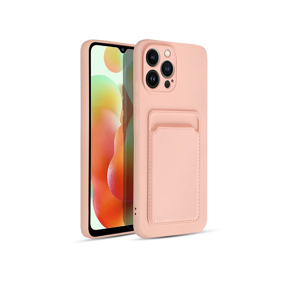 Xiaomi Redmi Note 12 5G/Poco X5 5G szilikon hátlap kártyatartóval - Card Case - pink (PT-6627)