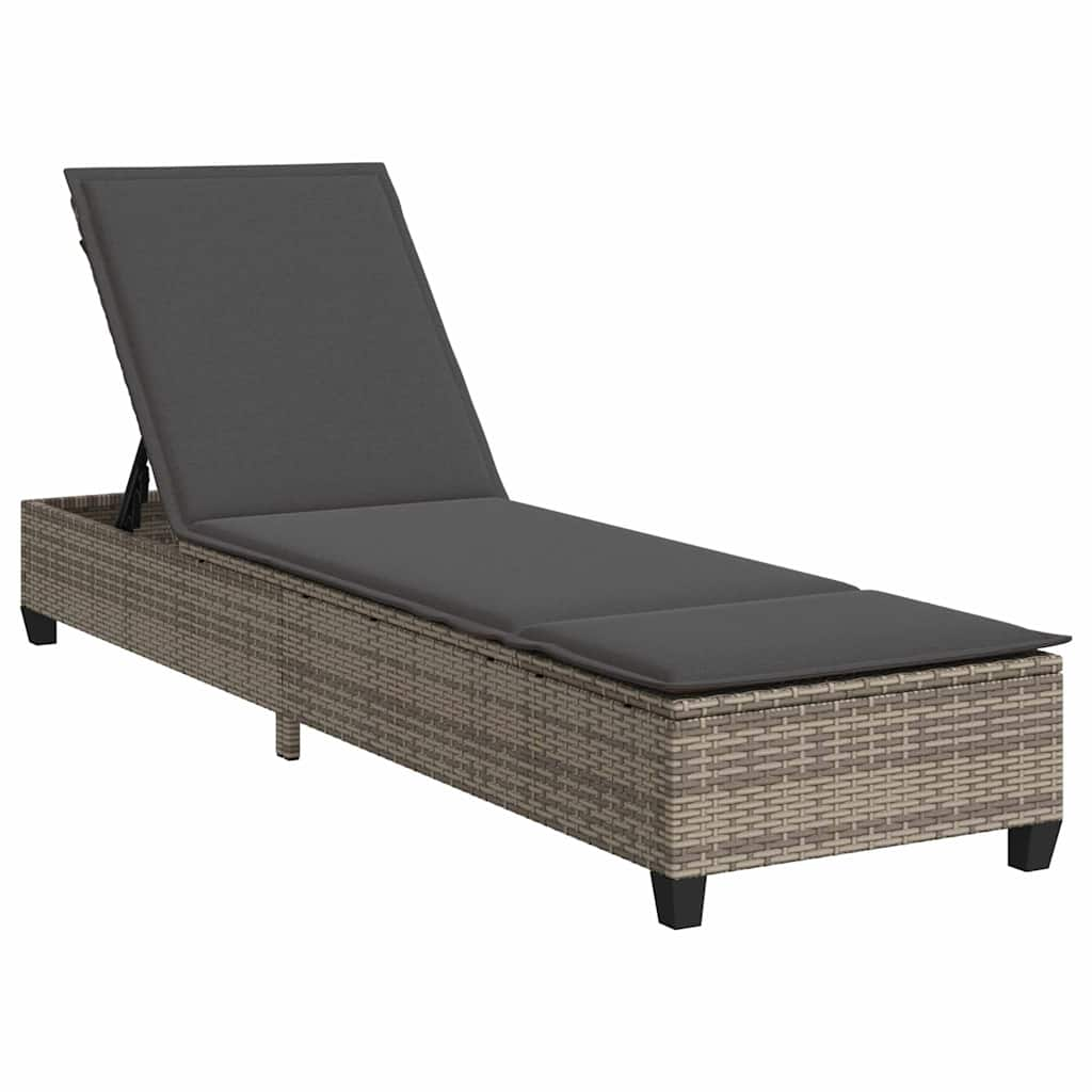 szürke polyrattan napozóágy párnákkal 55x200x25,5 cm (4104095)