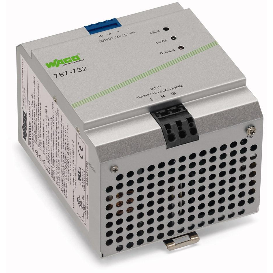 WAGO 787-732 Kalapsínes tápegység 24 V/DC 10 A 240 W Kimenetek száma:1 x Tartalom, tartalmi egységek rendelésenként 1 db (787-732)