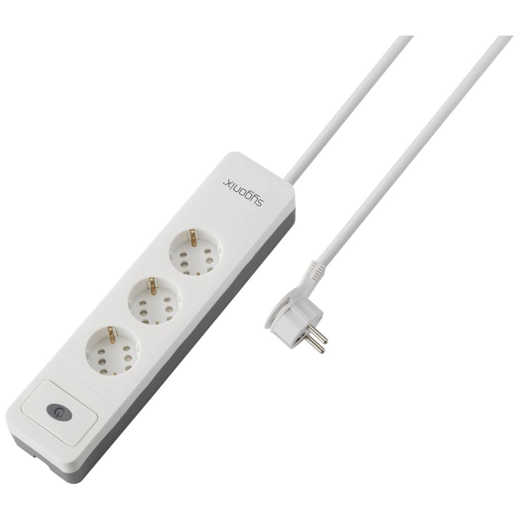 Sygonix védőérintkezős 6 részes elosztó kapcsolóval fehér szürke (SY-5145330) (SY5145330)