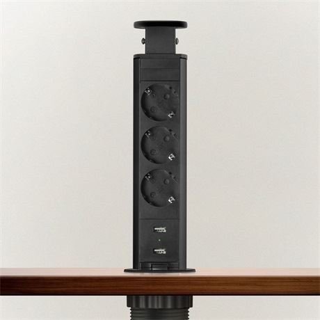 Delight rejtett hálózati elosztó 3 aljzat + 2 USB csatlakozó (20430MBU) (20430MBU)