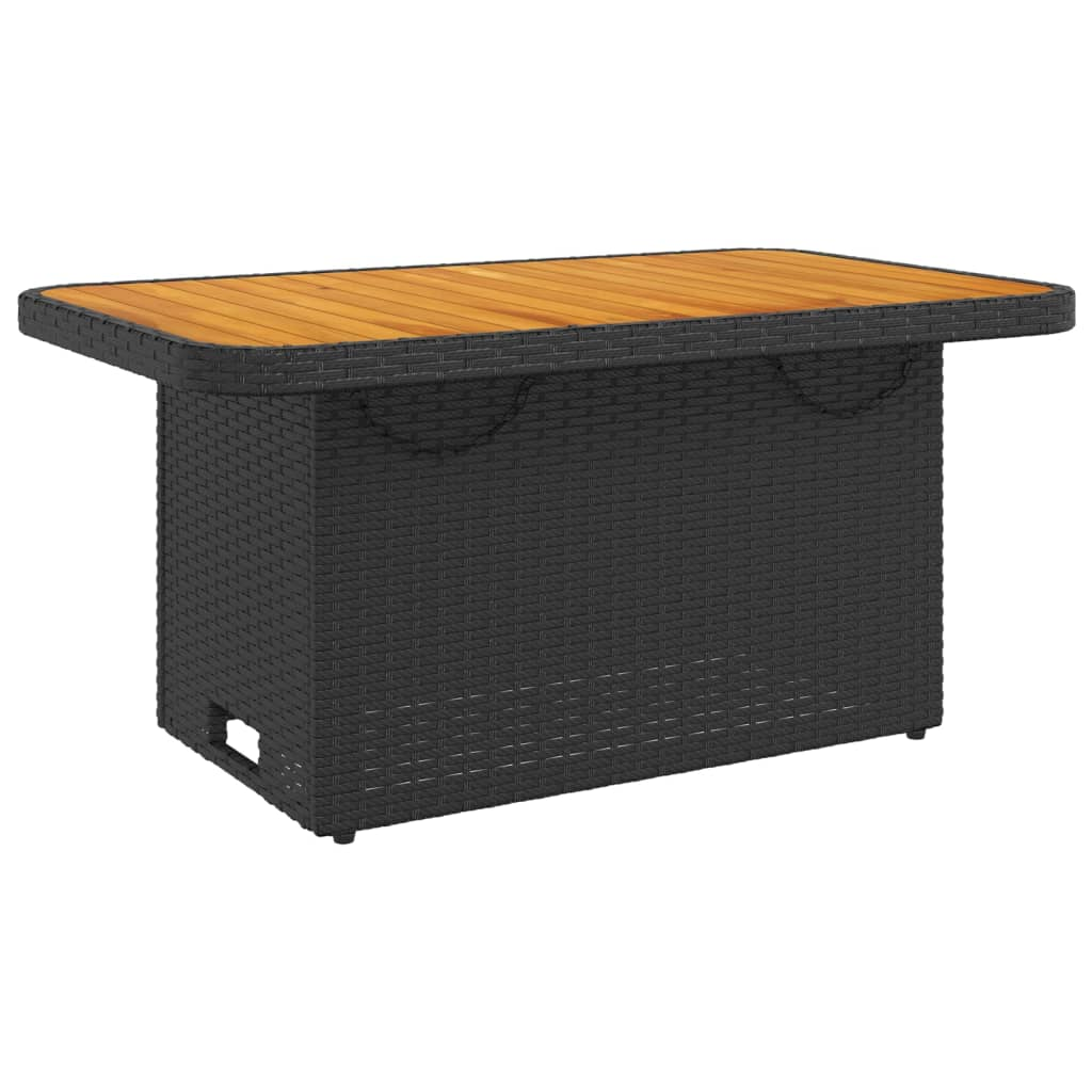 fekete polyrattan és akácfa kerti asztal 90 x 55 x 71 cm (368275)
