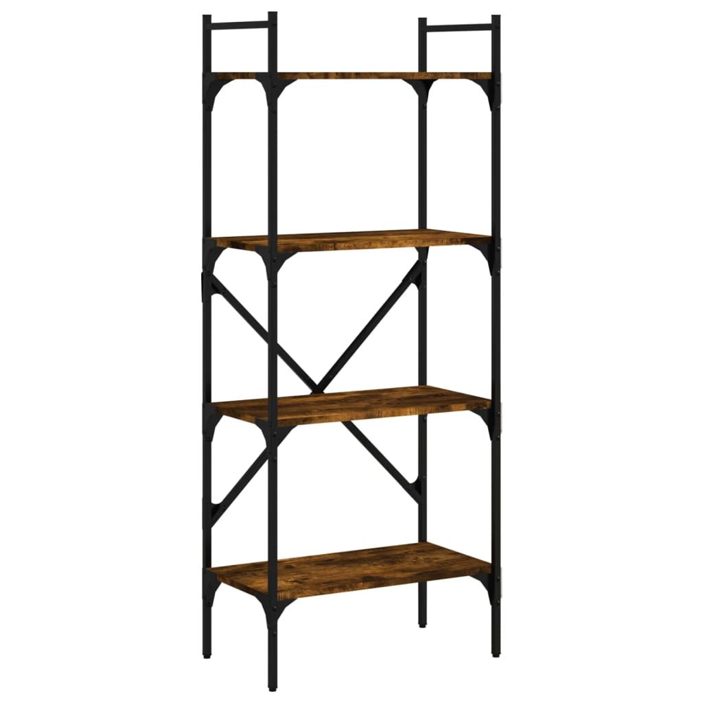 4-szintes füstölt tölgyszínű fa könyvespolc 56x31,5x138,5 cm (833340)