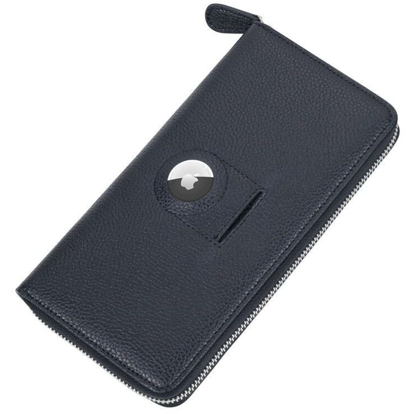 Női okos bőr pénztárca APPLE AirTag tartóval, fekete