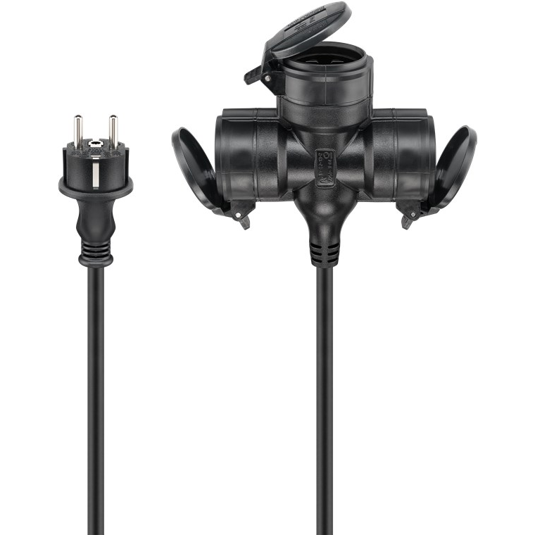 Goobay 65439 3 aljzatos Kültéri Hálózati Hosszabbító 25m - Fekete (65439)