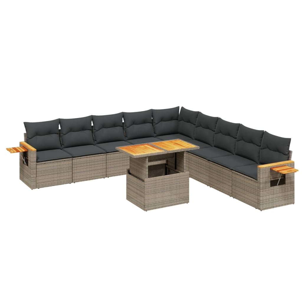11 részes szürke polyrattan kerti ülőgarnitúra párnákkal (3273706)