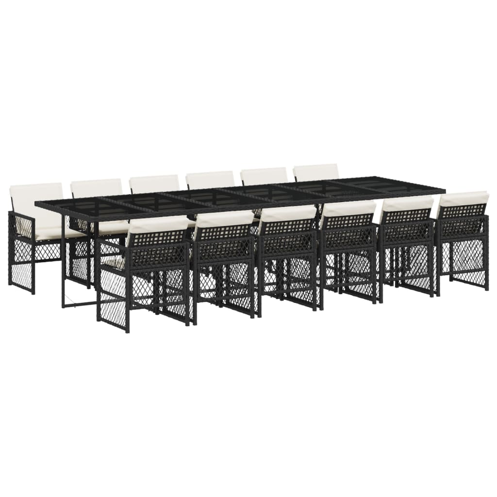 13 részes fekete polyrattan kerti ülőgarnitúra párnákkal (3210762)