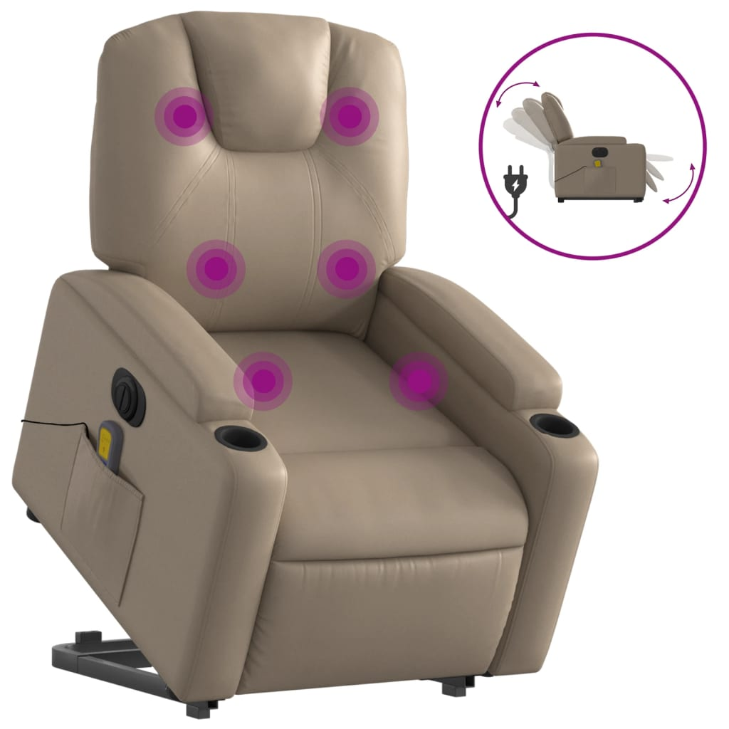 elektromos cappuccino műbőr felállást segítő masszázsfotel (3204457)