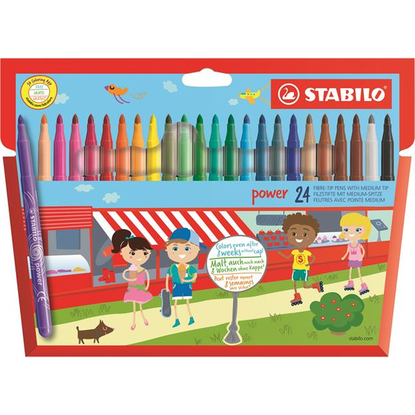 STABILO power viltstift Medium Meerkleurig 24 stuk(s)