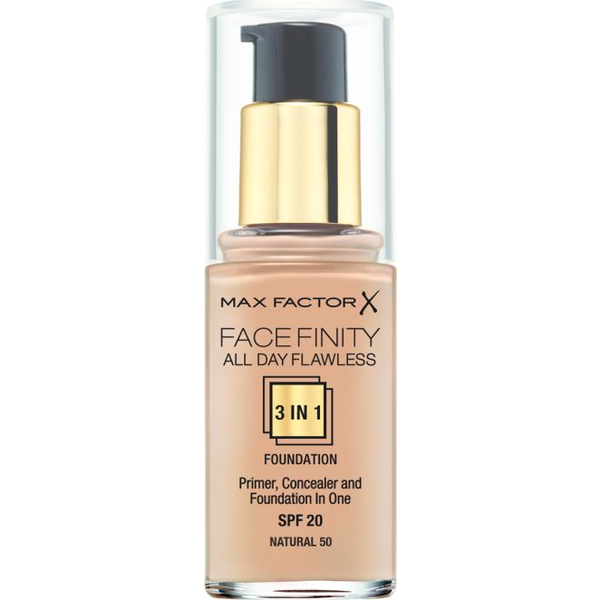 MAX FACTOR Facefinity All Day Flawless 3in1 Foundation SPF20 50 Natural 30 ml