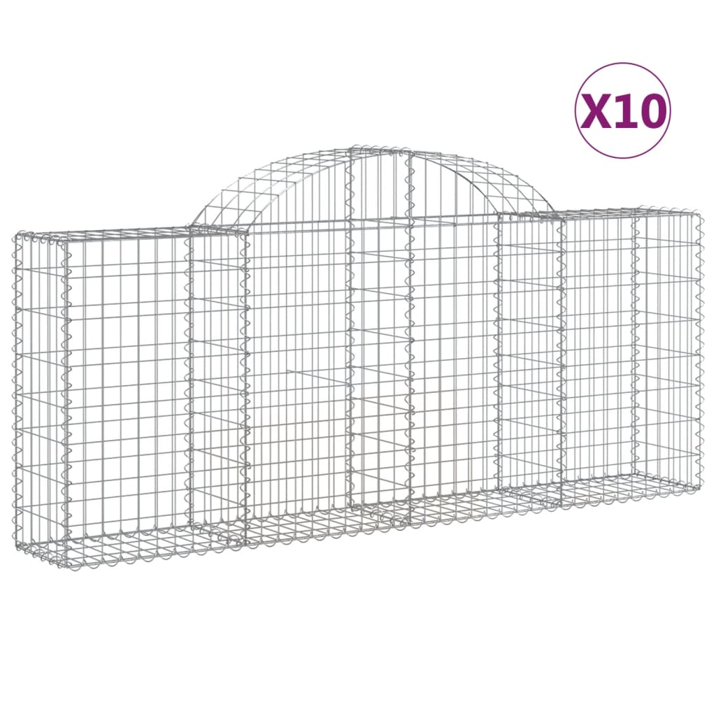 10 db íves horganyzott vas gabion kosár 200x30x80/100 cm (3146097)