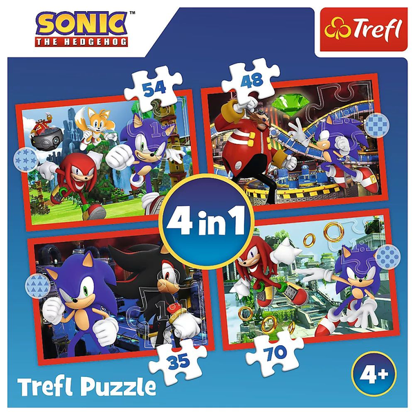 PUZZLE 4V1 DĚTSKÉ PUZZLE DOBRODRUŽSTVÍ SONICA SONIC THE HEDGEHOG 4+ TREFL