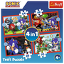 PUZZLE 4V1 DĚTSKÉ PUZZLE DOBRODRUŽSTVÍ SONICA SONIC THE HEDGEHOG 4+ TREFL
