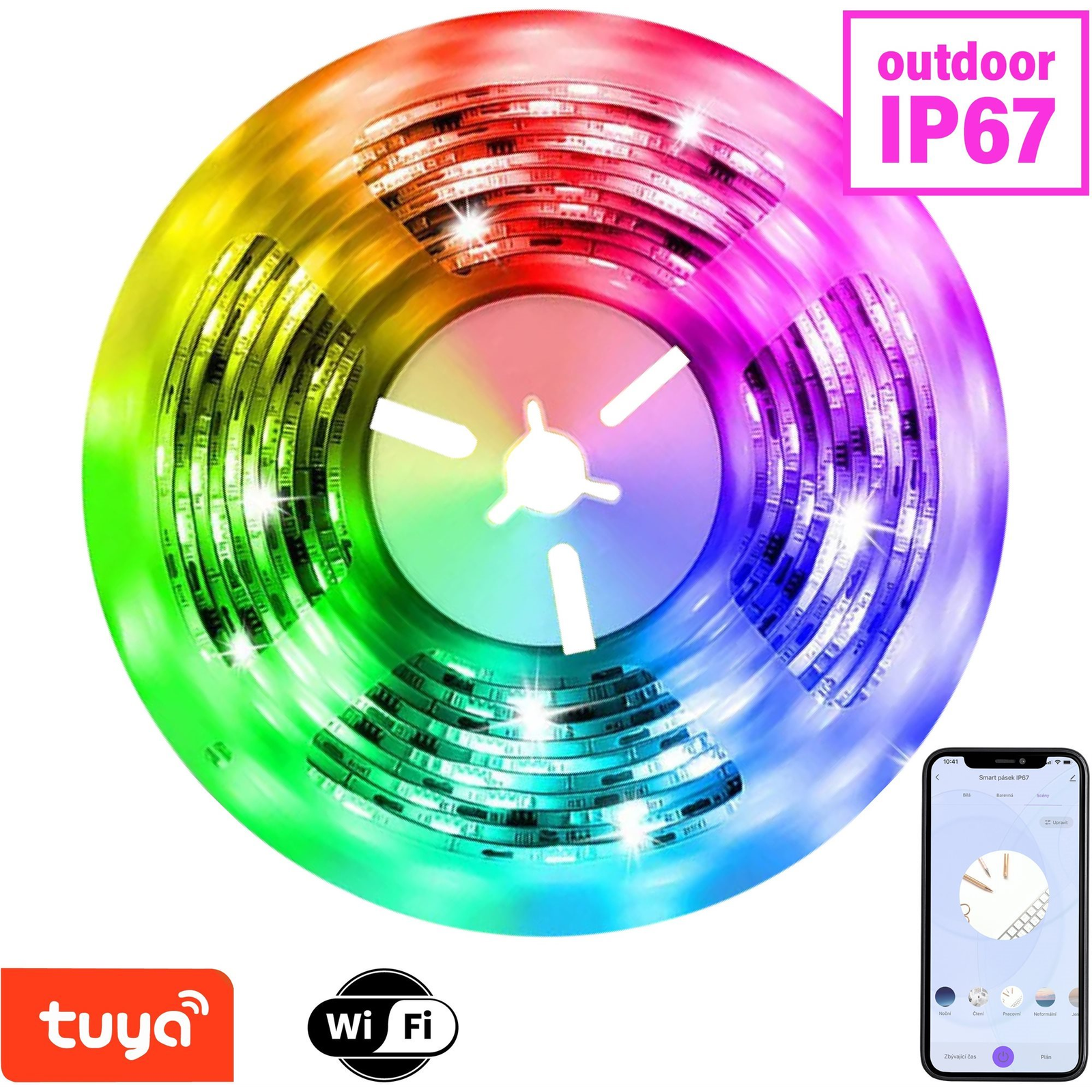 Immax NEO LITE intelligens szalag LED 5 m, RGB, CCT, színes, szabályozható, wifi IP67, kültéri (07725L)