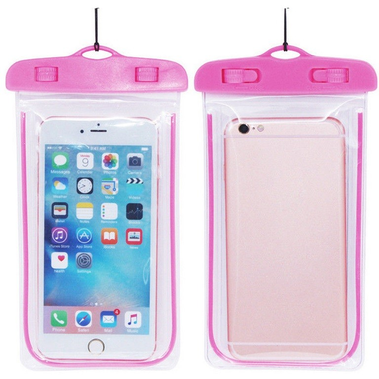 Univerzális vízálló tok, max. 7" méretű készülékekhez, max. 10 méterig, nyakba akasztható, Wooze Waterproof, rózsaszín (116767)