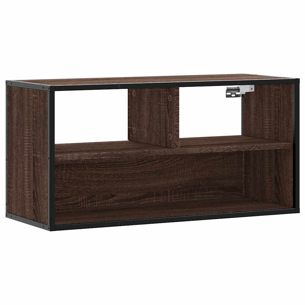 barna tölgy színű szerelt fa és fém TV-szekrény 80x31x39,5 cm (848928)