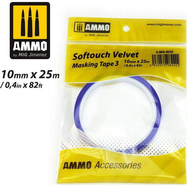  Vallejo Ammo: Softouch Velvet Masking Tape 3 (10 mm x 25 m) 