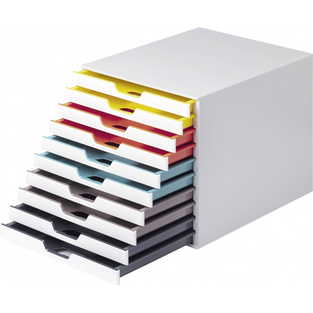 Durable "VARICOLOR® 10" műanyag irattároló 10 fiókos fehér (763027) (763027)