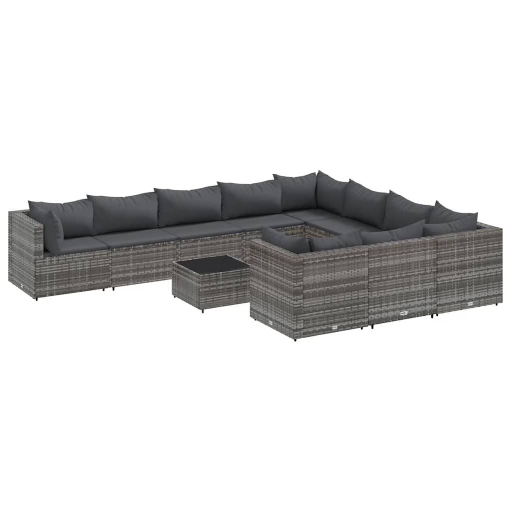11 részes szürke polyrattan kerti ülőgarnitúra párnákkal (3308338)
