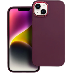 Apple iPhone 16e, Szilikon tok, közepesen ütésálló, fémhatású kamera keret, Frame Case, lila