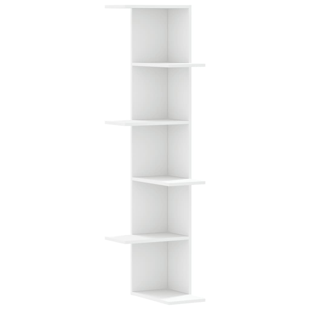 fehér szerelt fa fali sarokpolc 36,5 x 36,5 x 140 cm (852627)