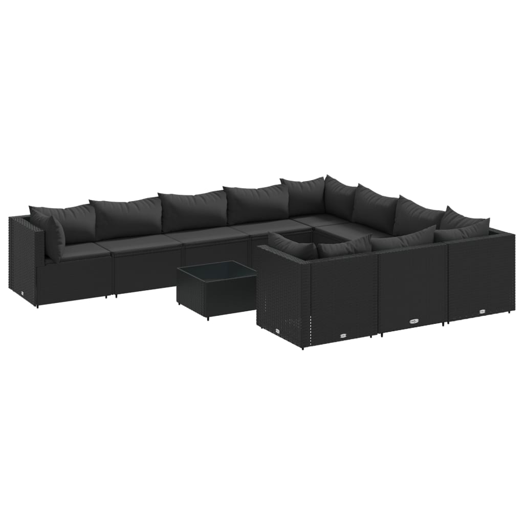 11 részes fekete polyrattan kerti ülőgarnitúra párnákkal (3308339)