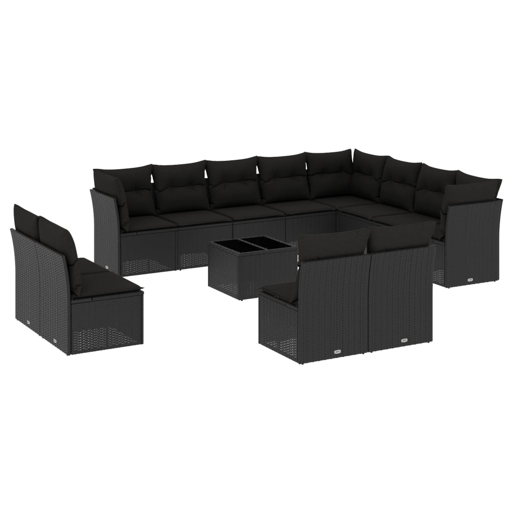 13 részes fekete polyrattan kerti ülőgarnitúra párnákkal (3218475)