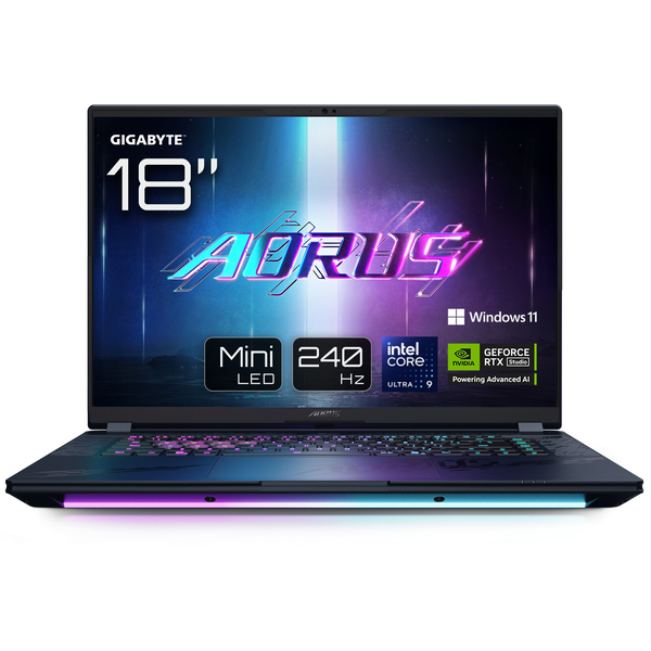 GIGABYTE AORUS MASTER 18 BYHC5DED65SP laptop Intel Core Ultra 9 275HX 45,7 cm (18") WQXGA 32 GB DDR5-SDRAM 2 TB SSD NVIDIA GeForce RTX 5080 Wi-Fi 7 (802.11be) Windows 11 Pro Sort